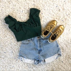 Pacsun // Dark Green Bustier Crop Top